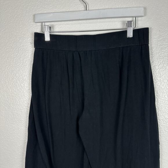 Eileen Fisher Pants Women XS Black Pull On Wide Leg Cropped Organic Cotton Knit - Picture 6 of 10